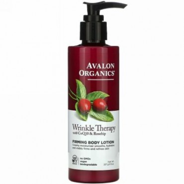 Avalon Organics, CoQ10＆ローズヒップ配合のしわセラピー, ファーミングボディローション（Firming Body Lotion）, 8オンス（227 g）