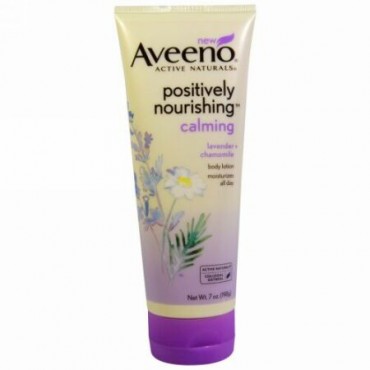 Aveeno, アクティブナチュラルズ、 ポジティブリー栄養補給カ鎮静ボディローション、 ラベンダー + カモミール、 7 oz (198 g) (Discontinued Item)