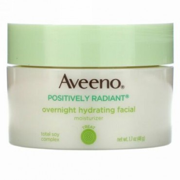 Aveeno, アクティブナチュラルズ、ポジティブな輝き、オーバーナイトハイドレーティングフェイシャルモイスチャライザー、1.7オンス (48 g)