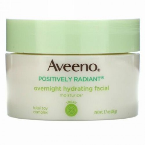 Aveeno, アクティブナチュラルズ、ポジティブな輝き、オーバーナイトハイドレーティングフェイシャルモイスチャライザー、1.7オンス (48 g)