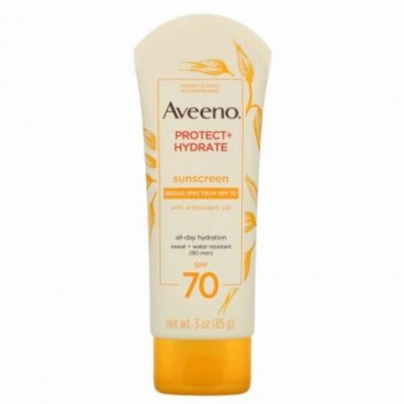 Aveeno, アクティブナチュラル、プロテクト＋高保湿ローション、日焼け止め、SPF70、3oz（85g）