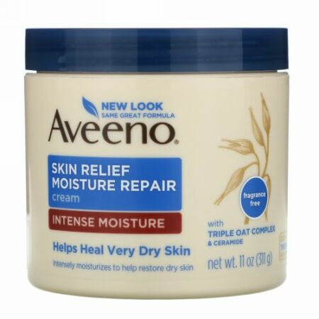 Aveeno, アクティブ・ナチュラルズ®, スキン・リリーフ・モイスチャーリペアクリーム, 無香料, 11 オンス (311 g)