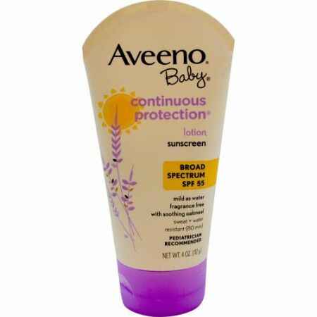 Aveeno, ベビー, コンティニュアス プロテクション ローション, サンスクリーン, SPF 55, 無香料, 4 oz (112 g) (Discontinued Item)