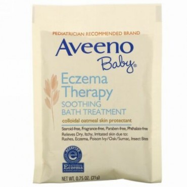 Aveeno, ベビー、湿疹治療、症状を緩和するバストリートメント、無香料、5バスパック、3.75オンス(106 g)