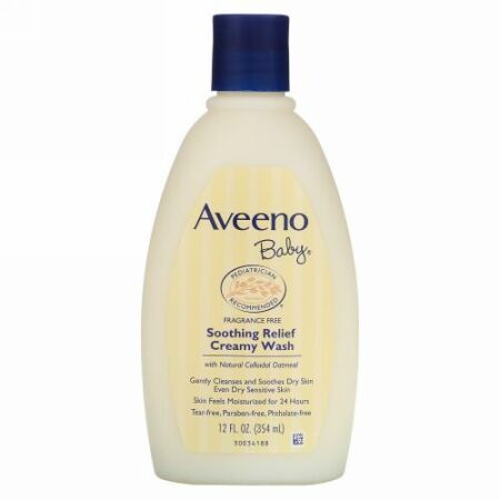 Aveeno, ベイビー、 リラックスリリーフ クリーミーウォッシュ、 無香、 12 fl oz (354 ml)