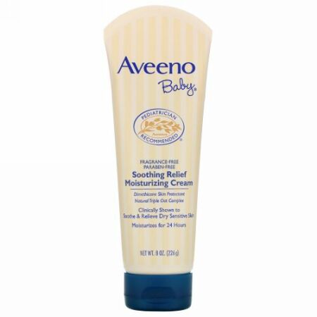 Aveeno, ベビー、スムージングリリーフモイスチャリングクリーム、無香料、8オンス (226 g) (Discontinued Item)