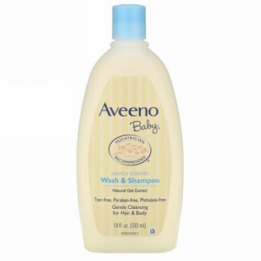 Aveeno, ベビー、ウォッシュ & シャンプー、ほのかな香り、18液量オンス(532 ml)