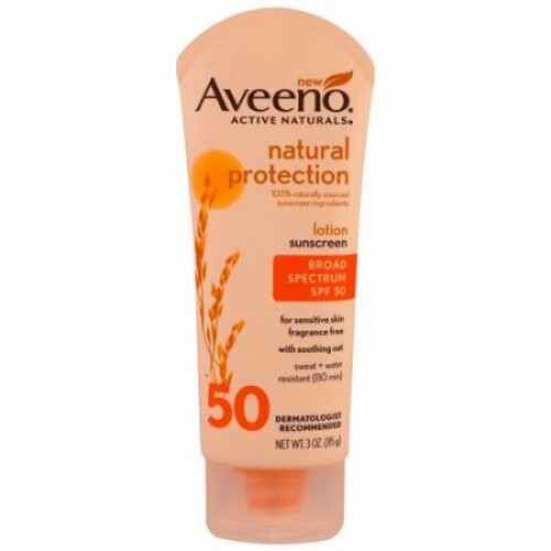 Aveeno, ナチュラルプロテクション、サンスクリーンローションSPF 50、敏感肌用、無香、3オンス (85 g) (Discontinued Item)