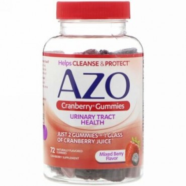 Azo, クランベリーグミ、ミックスベリー風味、天然風味のグミ72個