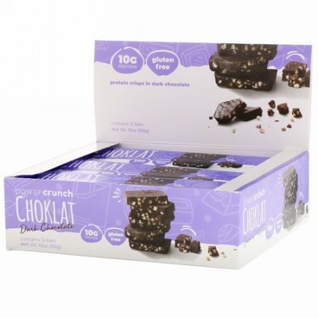 BNRG, パワークランチ® プロテインエネルギーバー, チョコラット, ダークチョコレート, 12 本, 各 1.54 オンス (43 g)