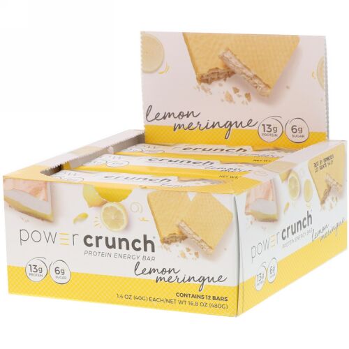 BNRG, パワークランチプロテインエナジーバー、レモンメレンゲ、12個、各40g（1.4oz）