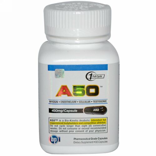 BPI Sports, A50, Myosin • Endothelium • Cellular • Testogenic, 450 mg, 60 Capsules (Discontinued Item)