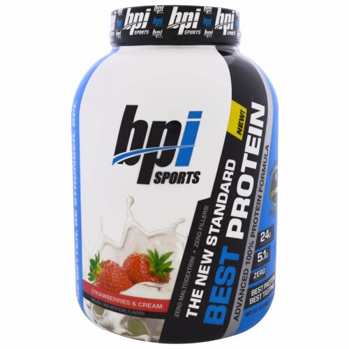 BPI Sports, ベストプロテイン, 純度100%アドバンス・プロテイン・フォーミュラ, ストロベリー & クリーム, 5.2 lbs (2,376 g) (Discontinued Item)