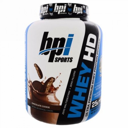 BPI Sports, ホエイHD、ウルトラプレミアムホエイタンパク質パウダー、チョコレートクッキー、1,900g