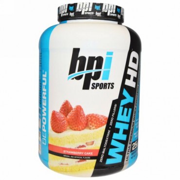 BPI Sports, Whey HD、ウルトラプレミアム・ホエイタンパク質パウダー、ストロベリーケーキ、4.5 lbs (2,040 g) (Discontinued Item)