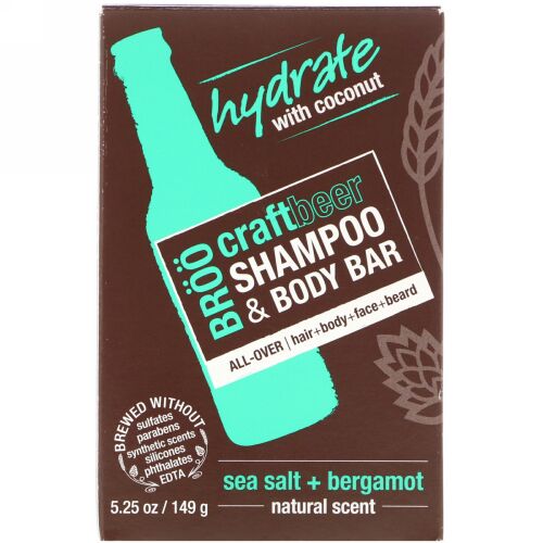 BRöö, クラフトビールシャンプー、保湿、海塩&ベルガモット、5.25オンス (149 g) (Discontinued Item)