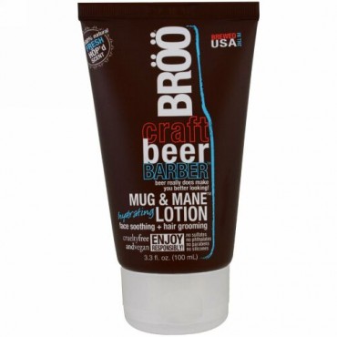 BRöö, Crafted Beer Barber、Mug & Mane保湿ローション、フレッシュな香り、3.3液量オンス (100 ml) (Discontinued Item)