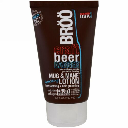 BRöö, Crafted Beer Barber、Mug & Mane保湿ローション、フレッシュな香り、3.3液量オンス (100 ml) (Discontinued Item)
