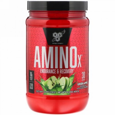 BSN, AminoX（アミノX）、持久力と回復力、グリーンアップル、435g（15.3オンス）