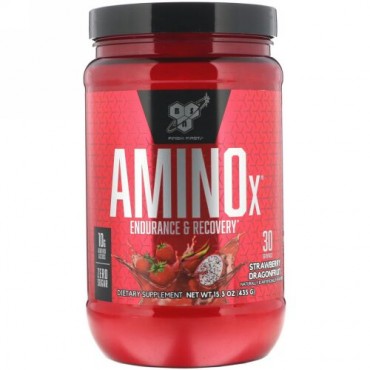 BSN, AminoX（アミノX）、持久力と回復力、ストロベリードラゴンフルーツ、435g（15.3オンス）