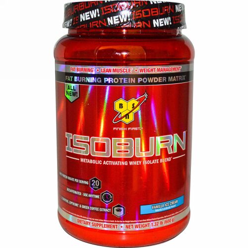 BSN, アイソバーン 代謝活性ホエイアイソレートブレンド、バニラアイスクリーム1.32 lb (600 g)