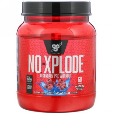 BSN, N.O.Xplode、プレワークアウトイグナイター、Blue Raz（ブルーラズ）、1.11kg（2.45lbs）