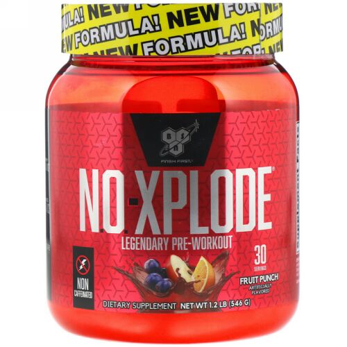 BSN, N.O.-Xplode、伝説のプレワークアウト、フルーツパンチ、1.2 lbs (546 g) (Discontinued Item)