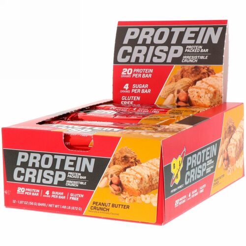 BSN, プロテインクリスプ、ピーナッツバタークランチ、12本、1本当たり56g（1.97oz）