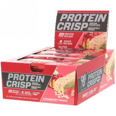 BSN, プロテインクリスプ、ストロベリークランチ、12本入り、各57g（2.01oz）
