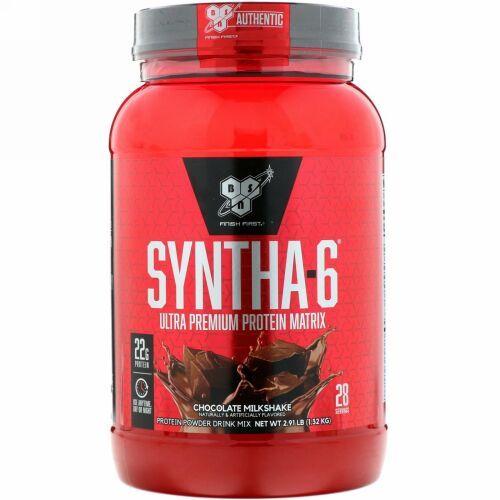 BSN, Syntha-6, タンパク質粉末ジュース, チョコレートミルクセーキ, 2.91ポンド（1.32 kg）