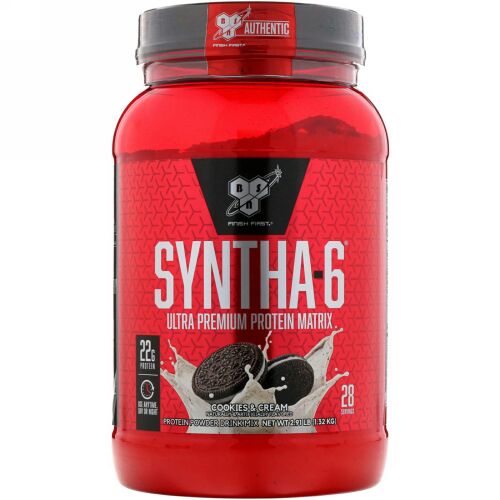 BSN, Syntha-6, Protein Powder Drink Mix, Cookies and Cream, 2.91 lbs (1.32 kg)