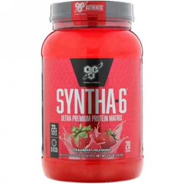 BSN, シンサ-6、プロテイン パウダー ドリンク ミックス、ストリベリーミルクシェイク、2.91 lbs (1.32 kg)