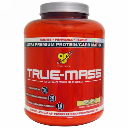 BSN, トゥルーマス、パウダープロテイン & 糖質 ドリンクミックス、クッキー & クリーム、5.82 lbs (2.64 kg) (Discontinued Item)
