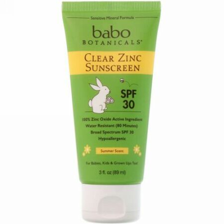 Babo Botanicals, Clear Zinc Sunscreen, 30 SPF, Summer Scent, 3 fl oz (89 ml) (Discontinued Item)