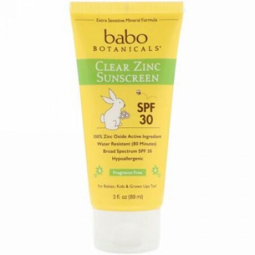 Babo Botanicals, クリア・ジンク・サンスクリーン、SPF 30+、無香、3 fl oz (89 ml)