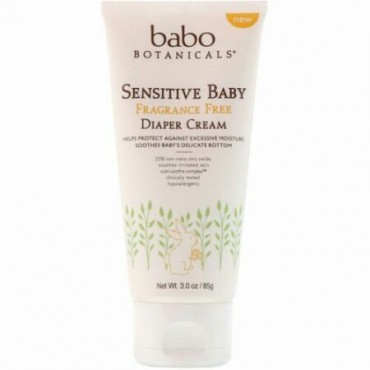 Babo Botanicals, 敏感肌ベビー用、おむつクリーム、フレグランスフリー、3.0 oz (85 g) (Discontinued Item)