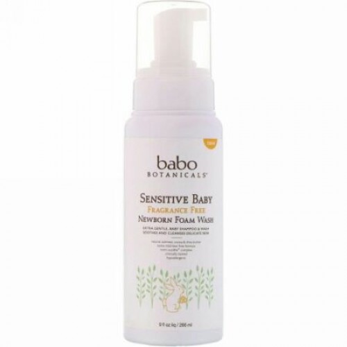 Babo Botanicals, 敏感肌赤ちゃん用、新生児泡ウォッシュ、フレグランスフリー、9 fl oz (266 ml) (Discontinued Item)