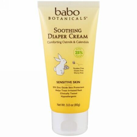 Babo Botanicals, すっｋりおむつクリーム、快適なオートミルク＆カレンデュラ、3.0オンス（85g）