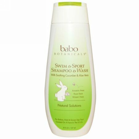 Babo Botanicals, Swim & Sport Shampoo & Wash, with Soothing Cucumber & Aloe Vera, 8 fl oz (237 ml)