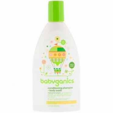 BabyGanics, コンディショニングシャンプー + ボディウォッシュ、カモミールバーベナ、354ml（12 fl oz） (Discontinued Item)
