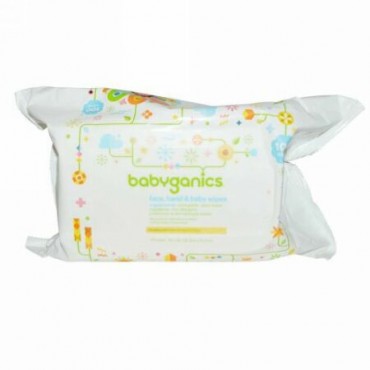 BabyGanics, フェイス、ハンド＆ベビーワイプ、無香料、100ワイプ (Discontinued Item)