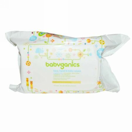 BabyGanics, フェイス、ハンド＆ベビーワイプ、無香料、100ワイプ (Discontinued Item)