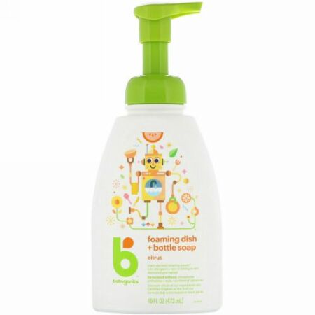 BabyGanics, Foaming Dish + Bottle Soap, Citrus, 16 fl oz (473 ml) (Discontinued Item)