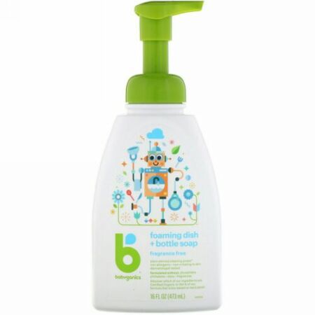 BabyGanics, フォーミングディッシュ+ボトルソープ、無香料、16液量オンス（473 ml） (Discontinued Item)