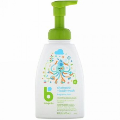 BabyGanics, シャンプー+ボディウォッシュ、無香料、16 fl oz (473 ml) (Discontinued Item)