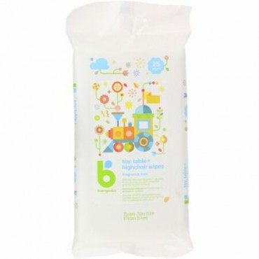 BabyGanics, トーイ、テーブル&ハイチェアワイプ、無香料、25枚 (Discontinued Item)