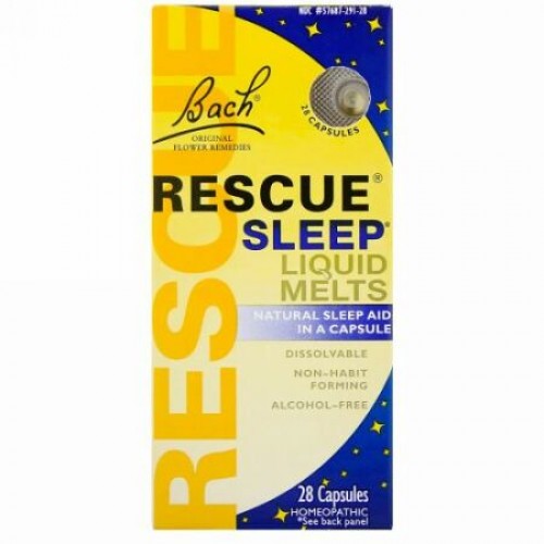 Bach, オリジナルフラワーレメディ、レスキュー スリープ リキッドメルト、28粒