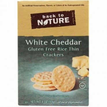 Back to Nature, グルテンフリー薄焼きライスクラッカー、ホワイトチェダー、 4 オンス (113 g) (Discontinued Item)