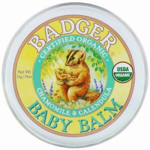Badger Company, ベビークリーム、カモミール＆カレンデュラ、21g（0.75oz）