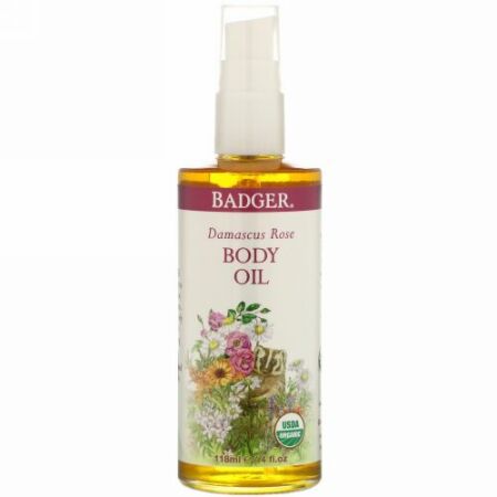 Badger Company, Damascus Rose Body Oil, 4 fl oz (118 ml)